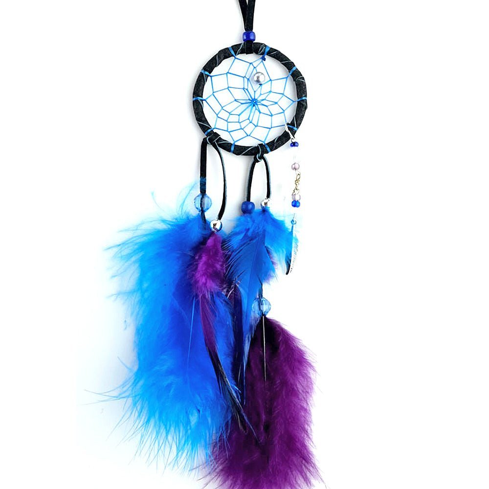 Magical Gemstone Black Leather Dreamcatcher 2" from Hilltribe Ontario