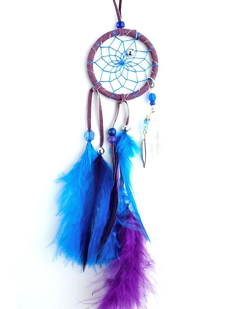 Magical Gemstone Lavender Leather Dreamcatcher 2" from Hilltribe Ontario