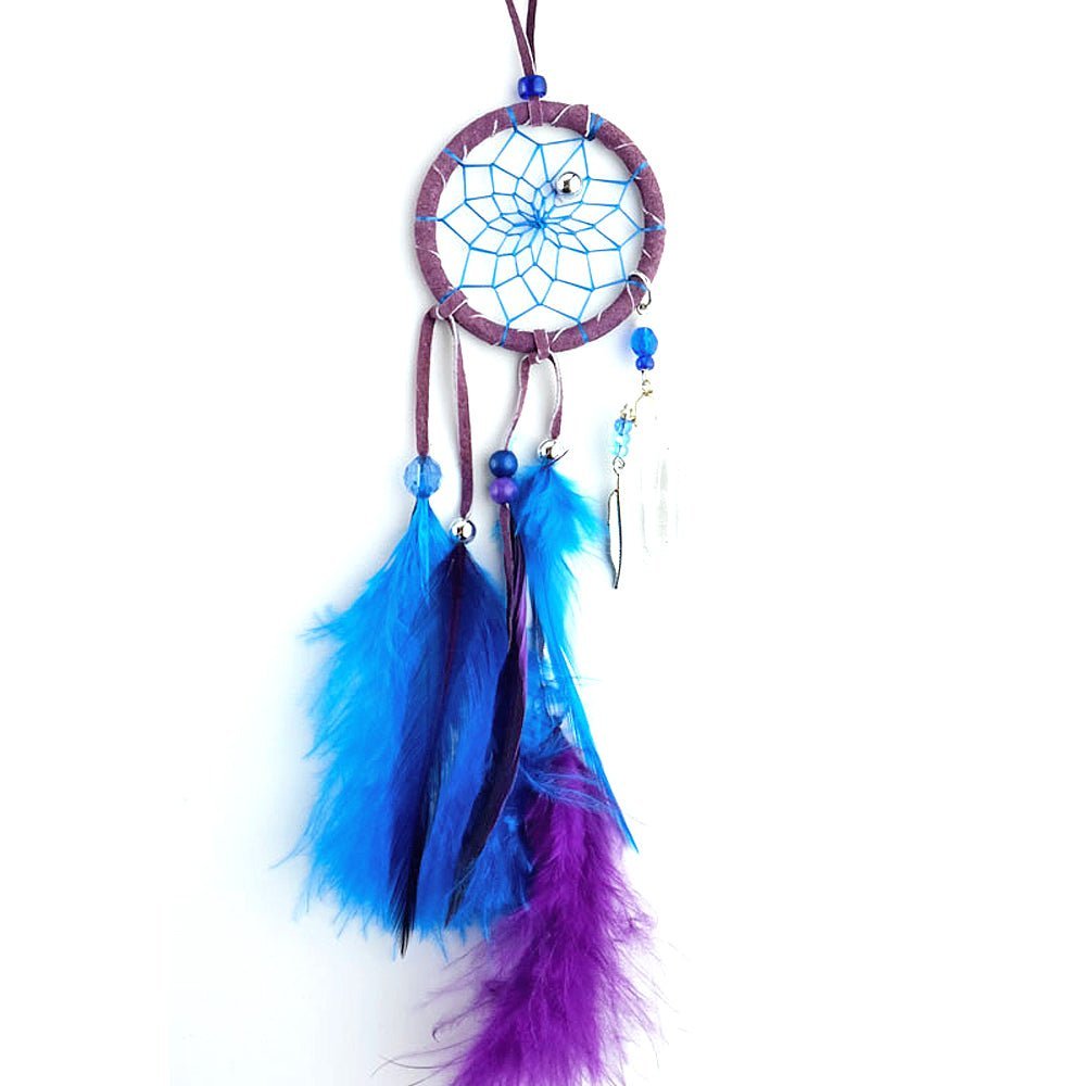 Magical Gemstone Lavender Leather Dreamcatcher 2" from Hilltribe Ontario