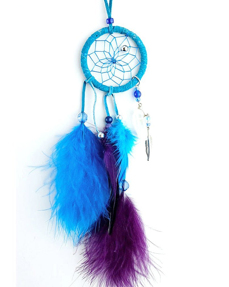 Magical Gemstone Turquoise Leather Dreamcatcher 2" from Hilltribe Ontario