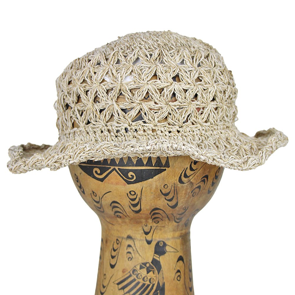 Natural Crochet Hemp Cotton Wire Rim Hat from Hilltribe Ontario
