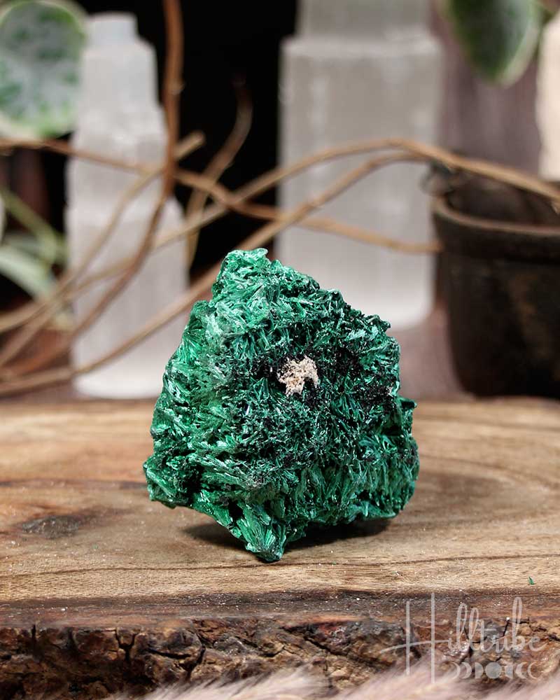 Natural Fibrous Malachite C from Hilltribe Ontario