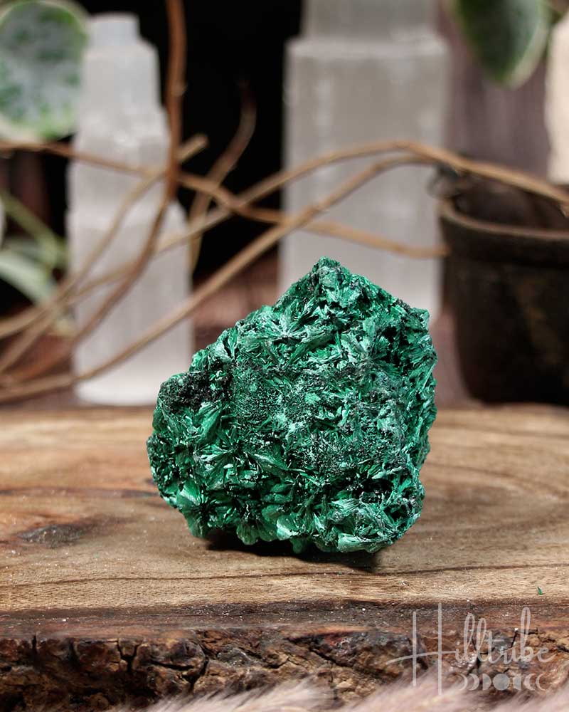 Natural Fibrous Malachite C from Hilltribe Ontario