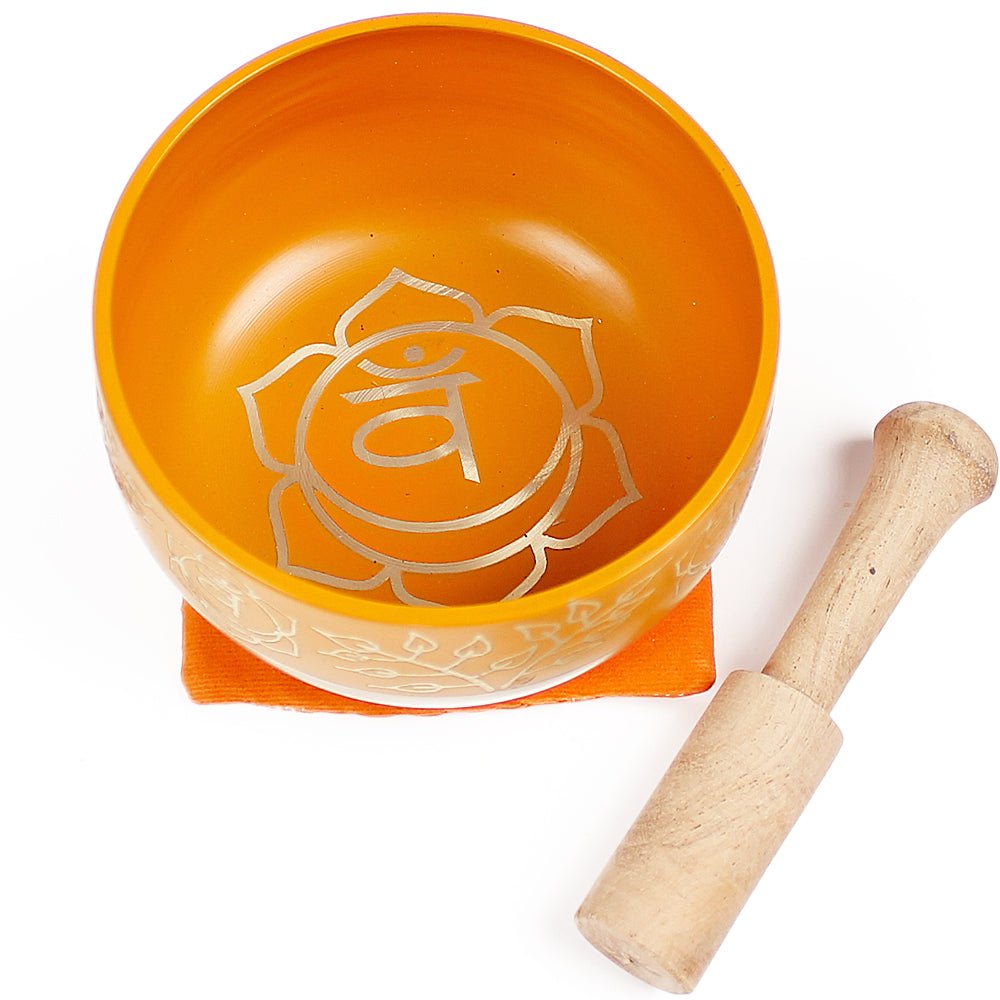 Navel/Sacral Chakra (Orange) Singing Bowl Gift Set Medium from Hilltribe Ontario