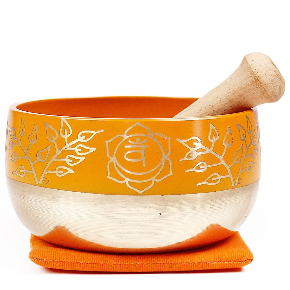 Navel/Sacral Chakra (Orange) Singing Bowl Gift Set Medium from Hilltribe Ontario