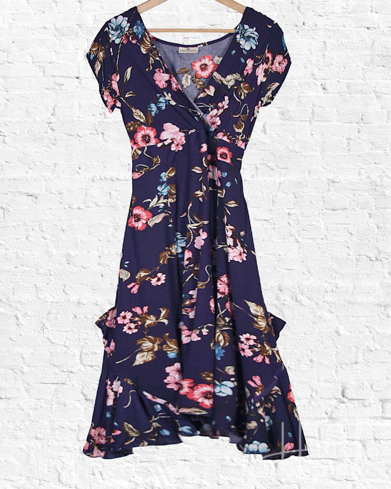 Navy Flower Swing Dress from Hilltribe Ontario