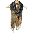 Navy & Taupe Paisley Print Pashmina from Hilltribe Ontario