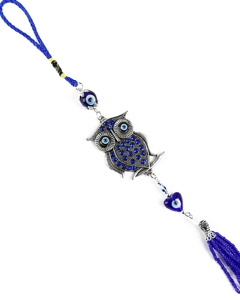 Owl & Tassel Evil Eye Protection Hanging Talisman from Hilltribe Ontario