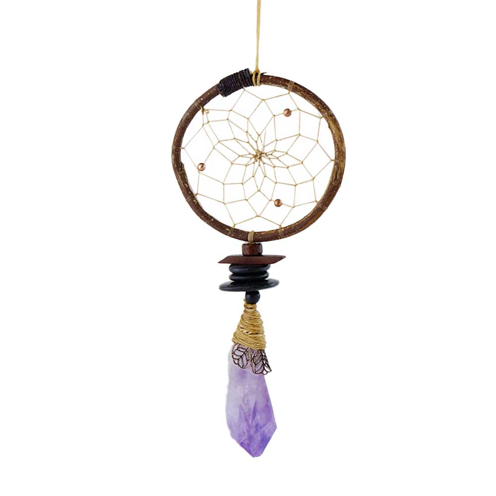 Peaceful Amethyst Point Twig Dream Catcher from Hilltribe Ontario