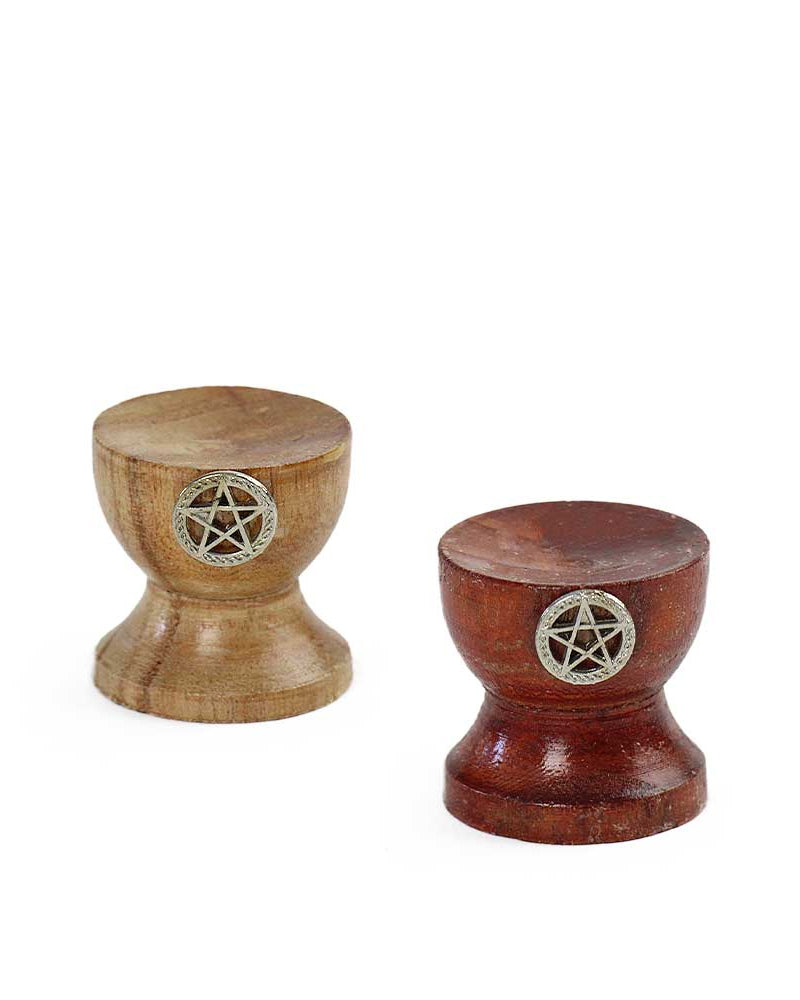 Pentacle Charm Wood Sphere Stand from Hilltribe Ontario