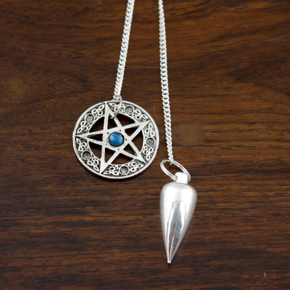 Pentacle & Stone Nickle Pendulum from Hilltribe Ontario