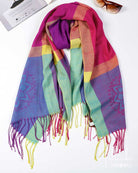Purple Floral + Colour Block Scarf from Hilltribe Ontario