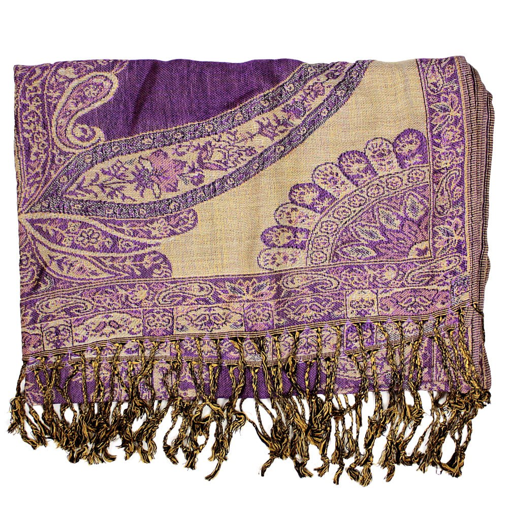 Purple Paisley Print Pashmina from Hilltribe Ontario