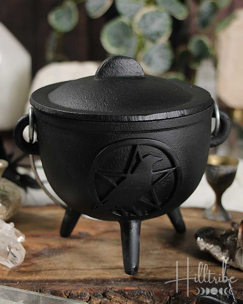 Raven + Pentacle Cast Iron Cauldron from Hilltribe Ontario