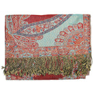 Red & Mint Paisley Print Pashmina from Hilltribe Ontario