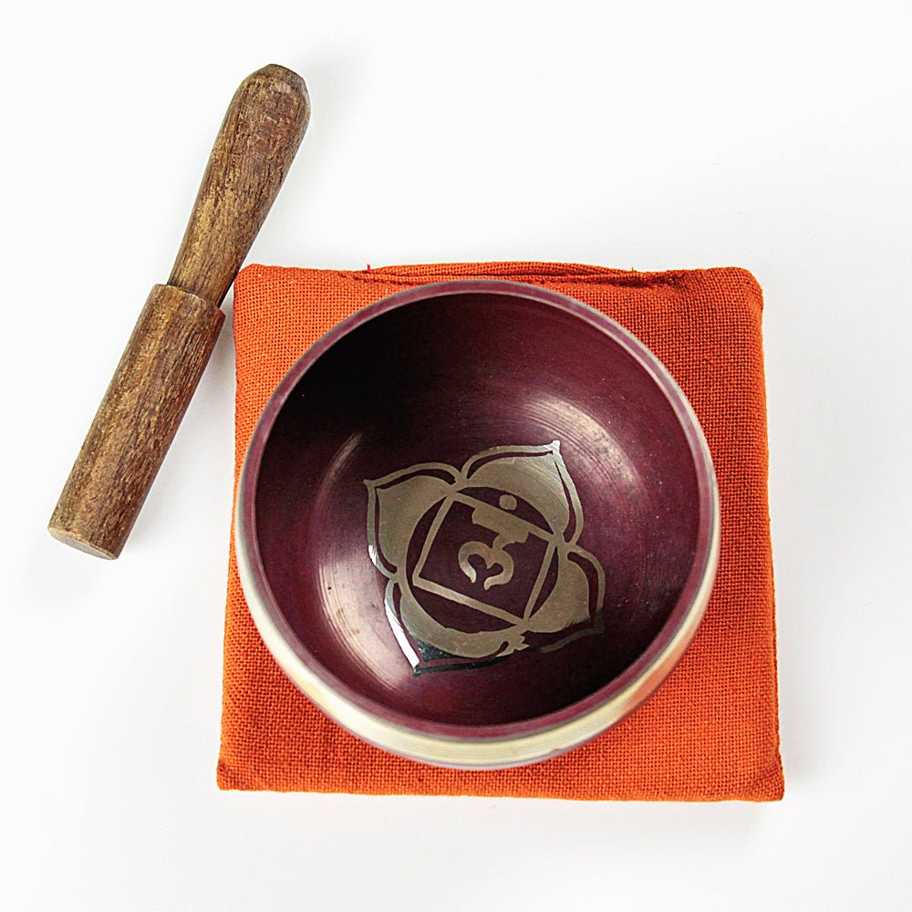 Root Chakra (Red) Singing Bowl Gift Set Small from Hilltribe Ontario
