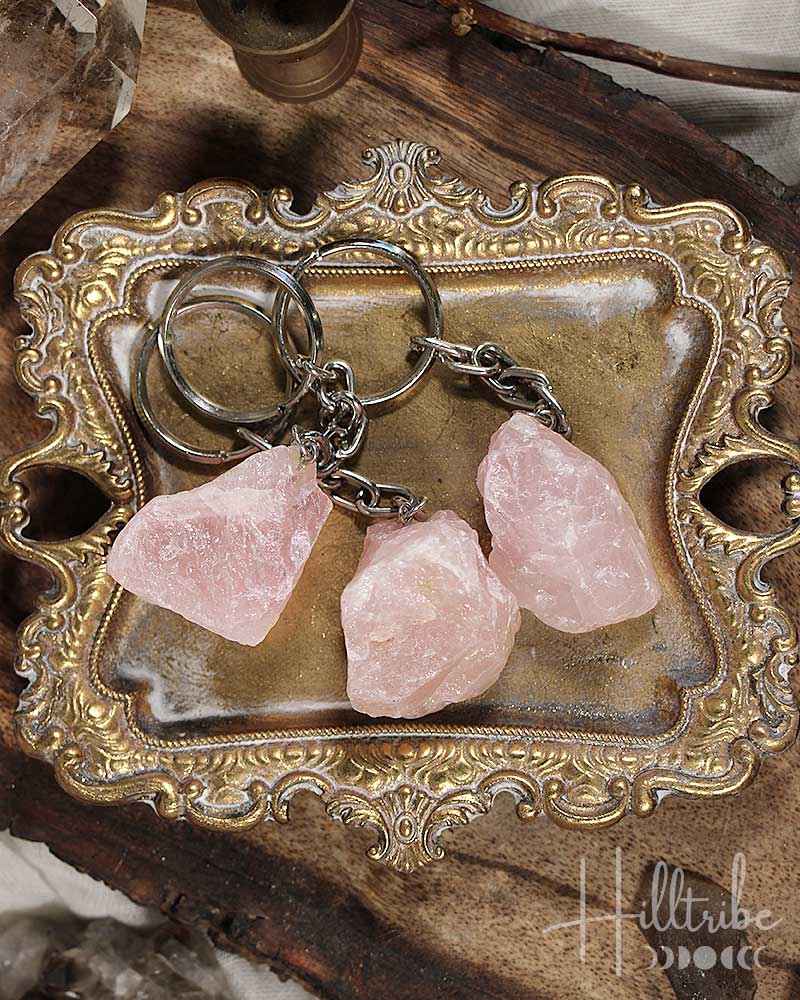 Rose Quartz Gemstone Key Chain from Hilltribe Ontario