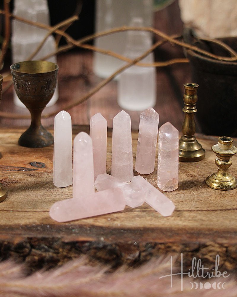 Rose Quartz Mini Polished Point Tower from Hilltribe Ontario