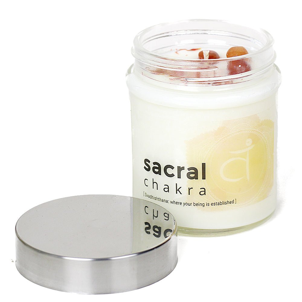 Sacral Chakra Crystal Candle 11oz from Hilltribe Ontario