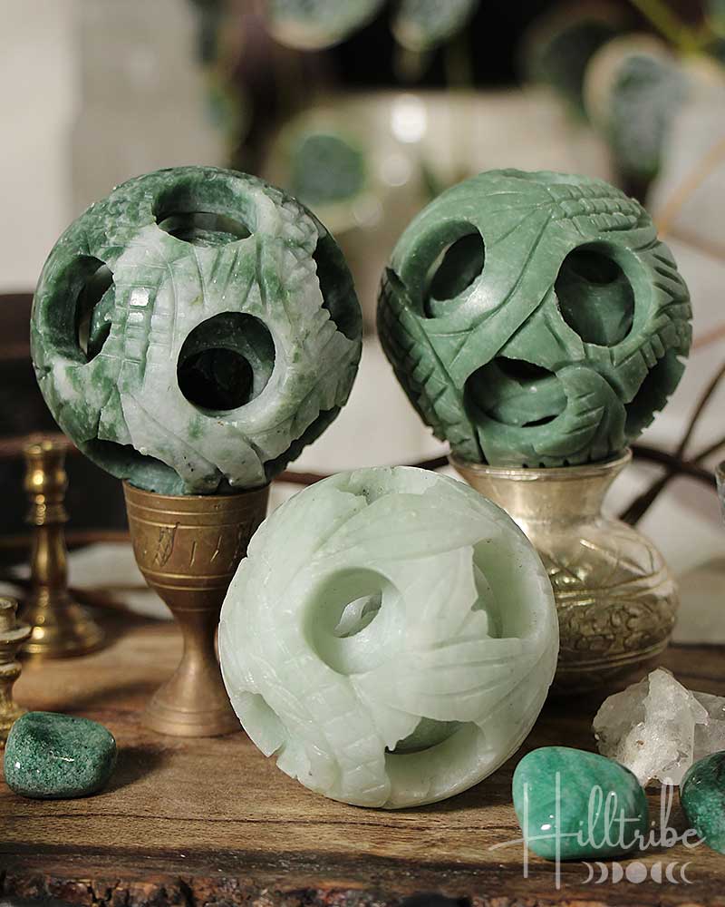 Serpentine Jade Puzzle Ball from Hilltribe Ontario