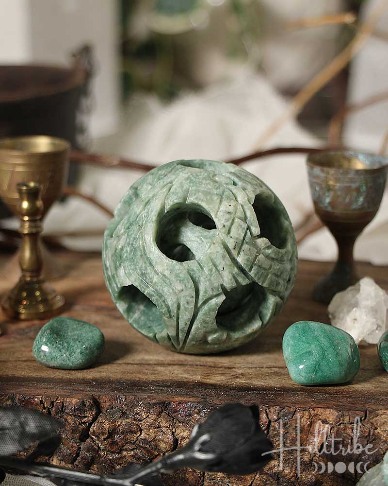 Serpentine Jade Puzzle Ball from Hilltribe Ontario