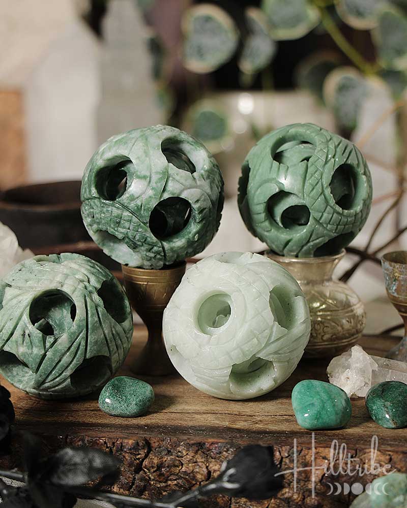 Serpentine Jade Puzzle Ball from Hilltribe Ontario