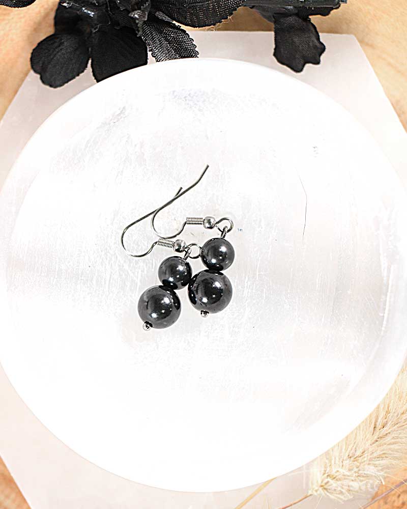 Shungite Drop Earrings from Hilltribe Ontario