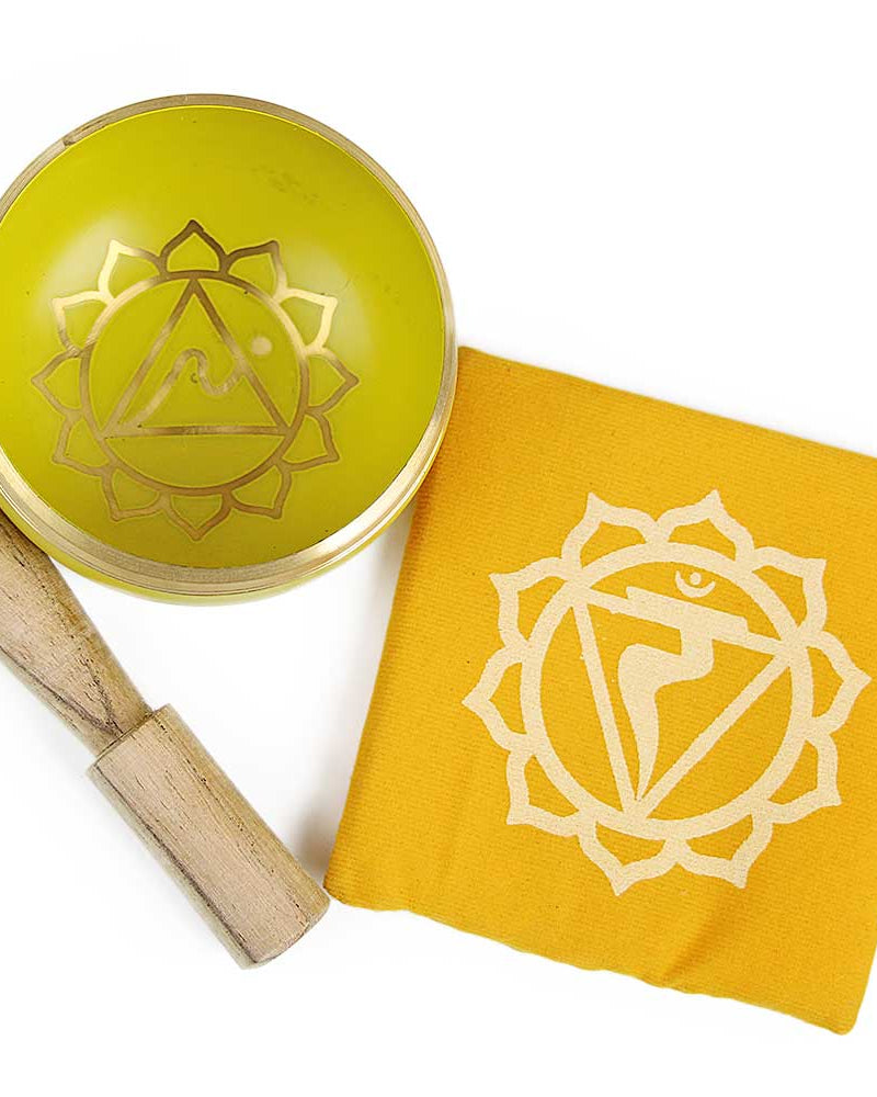 Solar Plexus Chakra (Yellow) Singing Bowl Gift Set Small from Hilltribe Ontario