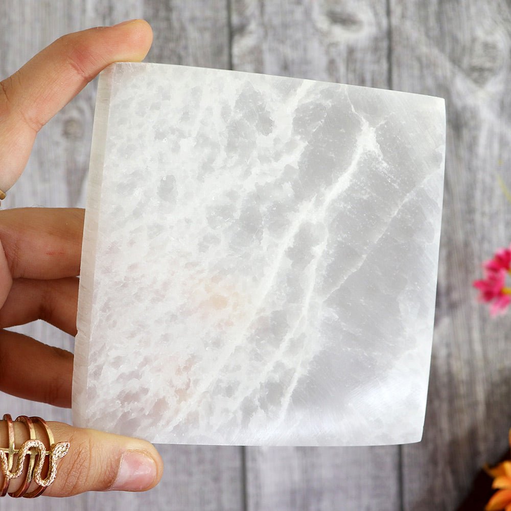 Square Selenite Charging Plate from Hilltribe Ontario