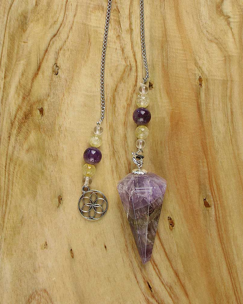 Super Seven and Seed of Life Pendulum from Hilltribe Ontario