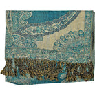 Teal & Beige Paisley Print Pashmina from Hilltribe Ontario