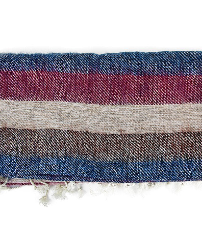 Teal & Burgundy Striped Shanti Shawl/Blanket Scarf from Hilltribe Ontario