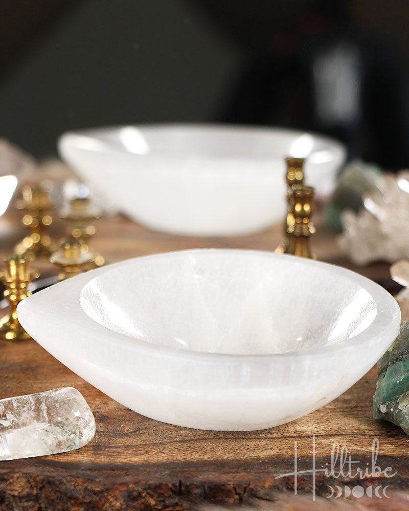 Tear Drop Selenite Charging Bowl from Hilltribe Ontario
