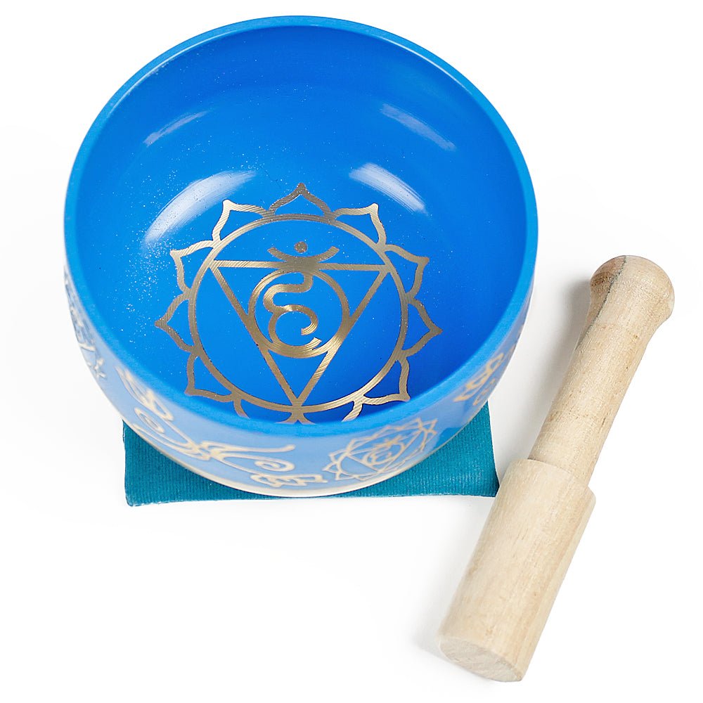 Throat Chakra (Turquoise) Singing Bowl Gift Set Medium from Hilltribe Ontario
