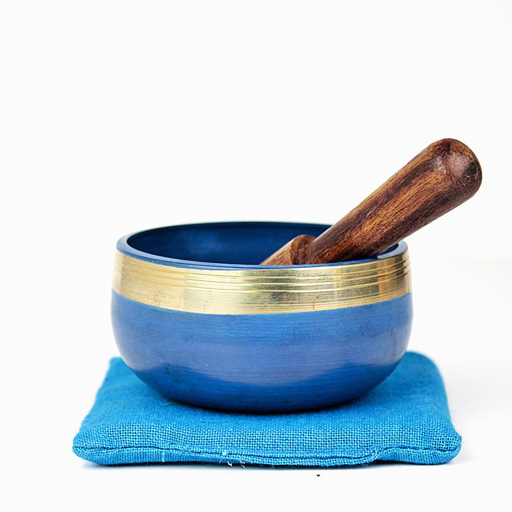 Throat Chakra (Turquoise) Singing Bowl Gift Set Small from Hilltribe Ontario