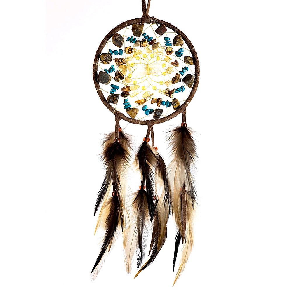 Tiger Eye Gemstone Medley Vision Seeker Dreamcatcher 4" from Hilltribe Ontario