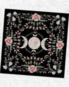 Triple Moons + Roses Tarot/Oracle Cloth from Hilltribe Ontario