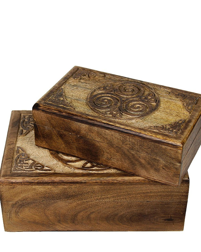 Triskelion Mango Wood Rectangular Box from Hilltribe Ontario