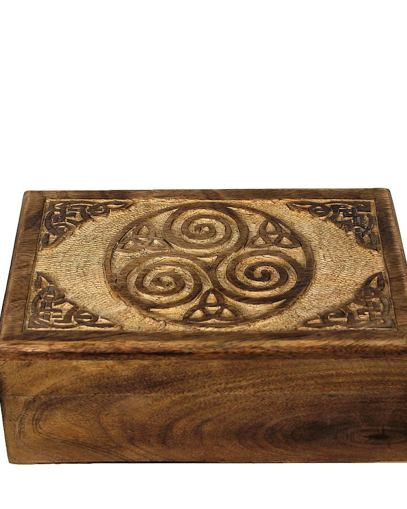 Triskelion Mango Wood Rectangular Box from Hilltribe Ontario