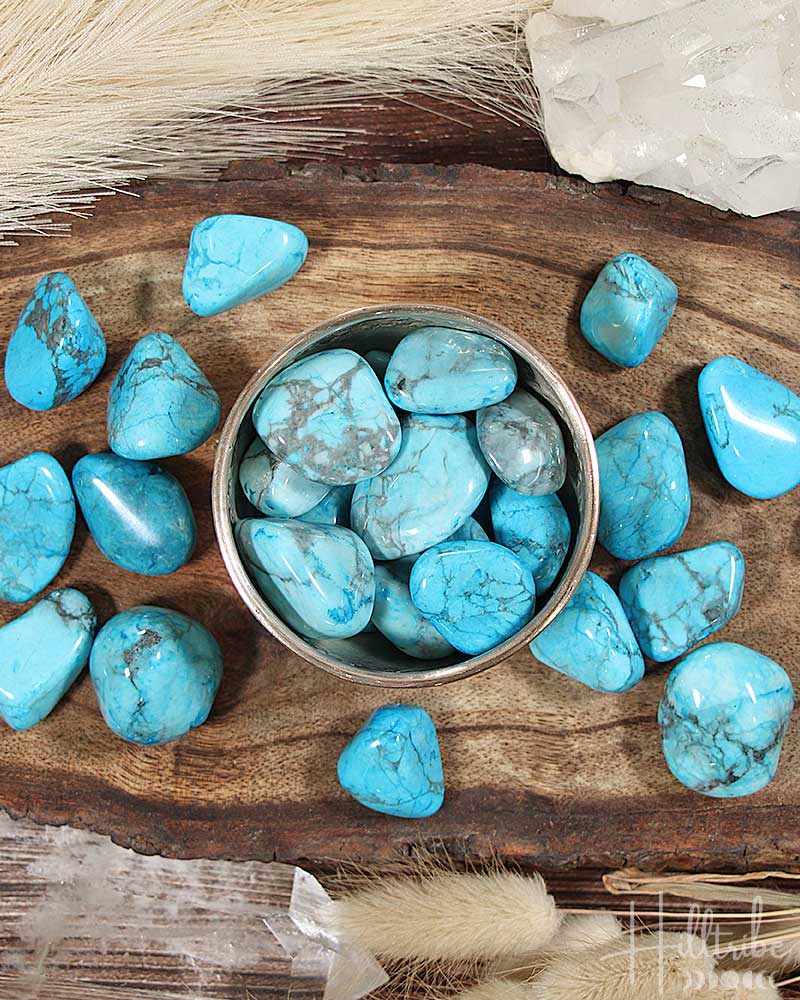 Turquenite (Blue Howlite) Tumbled from Hilltribe Ontario
