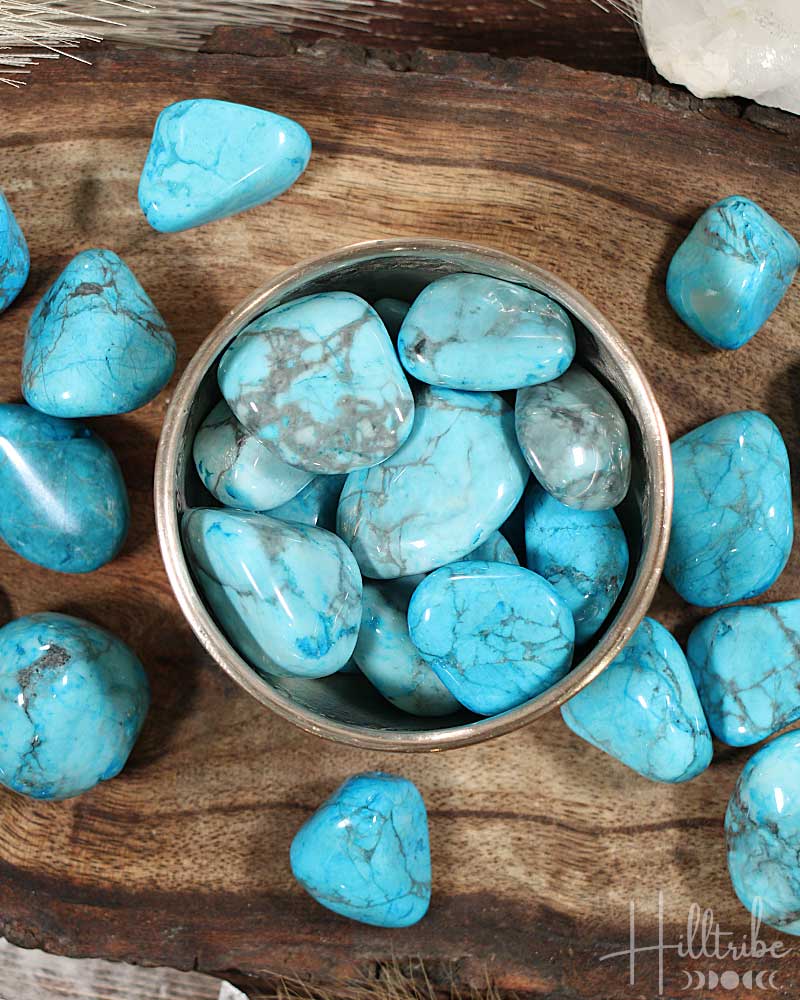 Turquenite (Blue Howlite) Tumbled from Hilltribe Ontario