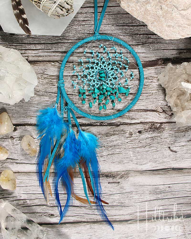 Turquoise Gemstone Energy Flow Dreamcatcher 4" from Hilltribe Ontario