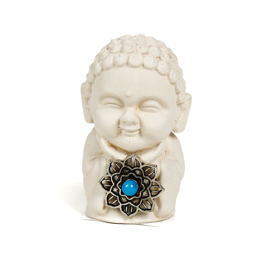 Turquoise Lotus Mini Gypsum Buddha from Hilltribe Ontario