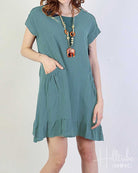 Turquoise Rachlyn Ruffle Shift Dress from Hilltribe Ontario