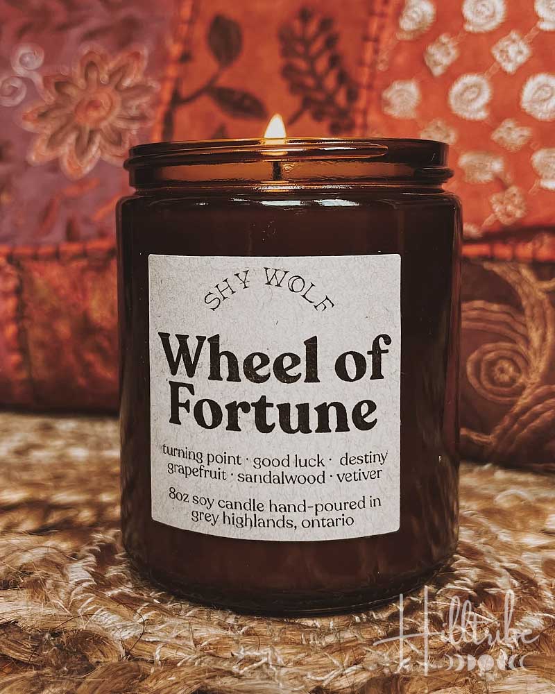 Wheel of Fortune Shy Wolf Candle from Hilltribe Ontario