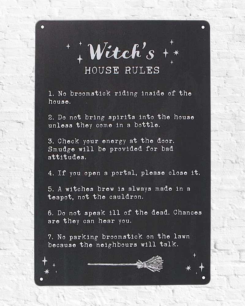 Witch's House Rules Wall Plaque from Hilltribe Ontario